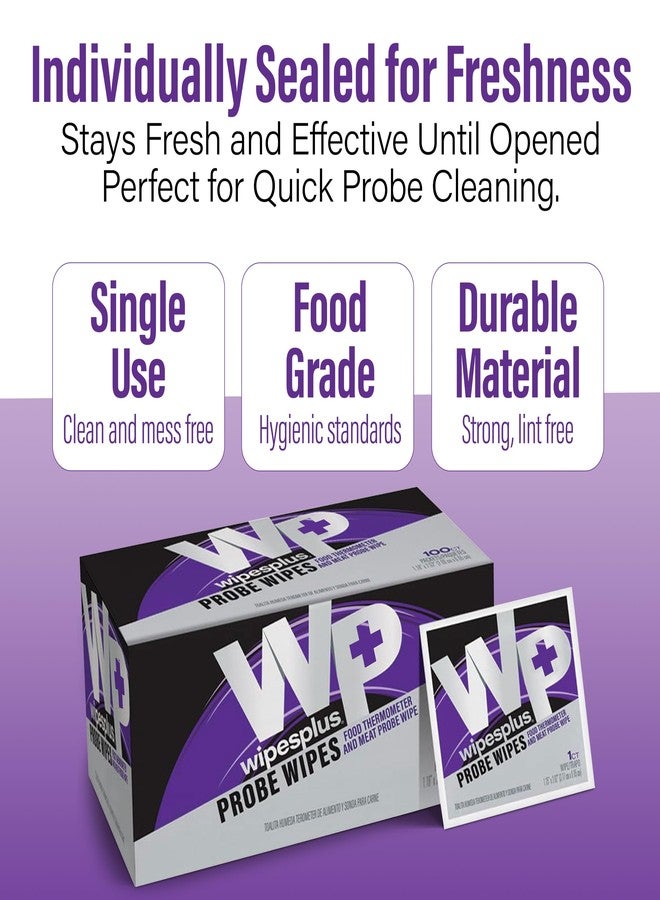 WIPESPLUS Thermometer Sanitizing Wipes - Probe Wipe Sachet - 100 Wipes - Image 5